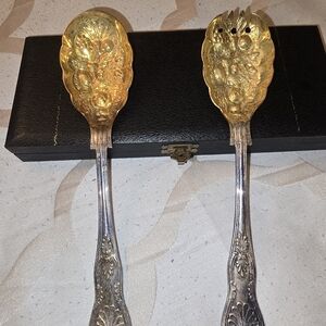Elegant Gold and Silver Serving Spoon Set